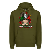 Army Green Mexicana messy bun Premium Hoodie - NancyCooperArtShop