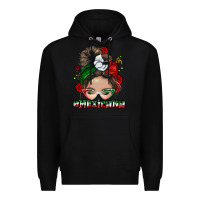 Black Mexicana messy bun Premium Hoodie - NancyCooperArtShop