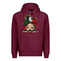 Burgundy Mexicana messy bun Premium Hoodie - NancyCooperArtShop