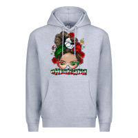 Heather Grey Mexicana messy bun Premium Hoodie - NancyCooperArtShop