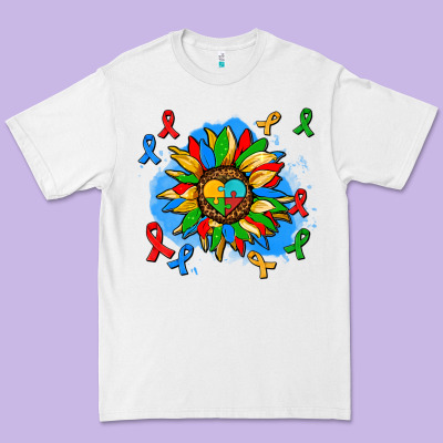 Autism Sunflower Ribbon Premium Tee Designed By Adodesignshop