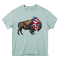 Arona american bison with indian headdress Heavy Core Tee - RanaPortraitStore