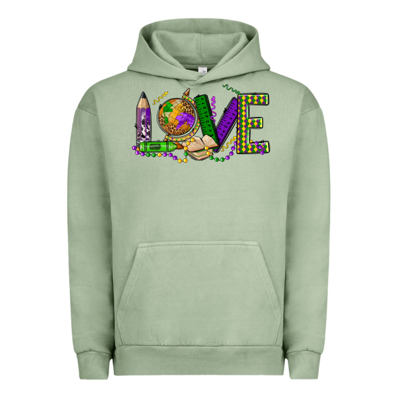 Love Teacher Mardi Gras Urban Hoodie by OliviaCreatesArt | Teevron