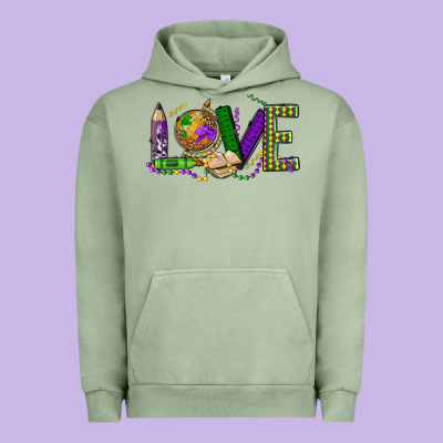 Love Teacher Mardi Gras Urban Hoodie Designed By Oliviacreatesart
