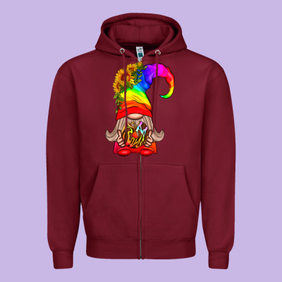 Lgbtq+ Pride Gnome With Donut Zipper Hoodie Designed By Bundleandbundleshop