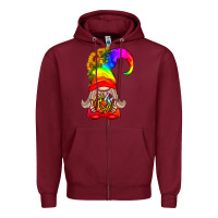 Burgundy LGBTQ+ Pride Gnome With Donut Zipper Hoodie - BundleAndBundleShop