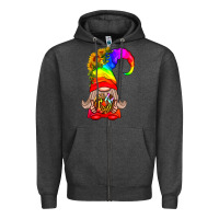 Charcoal Heather LGBTQ+ Pride Gnome With Donut Zipper Hoodie - BundleAndBundleShop