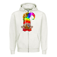 Oatmeal Heather LGBTQ+ Pride Gnome With Donut Zipper Hoodie - BundleAndBundleShop