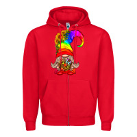 Red LGBTQ+ Pride Gnome With Donut Zipper Hoodie - BundleAndBundleShop