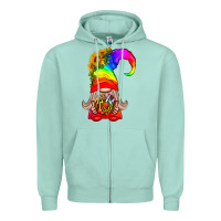 Seafoam LGBTQ+ Pride Gnome With Donut Zipper Hoodie - BundleAndBundleShop