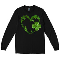 Black st patricks day shamrock heart Long Sleeve Tee - MaliasSmallBusiness