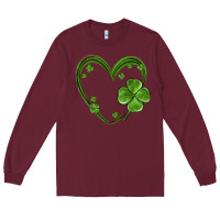 Burgundy st patricks day shamrock heart Long Sleeve Tee - MaliasSmallBusiness
