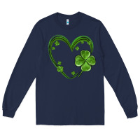 Navy st patricks day shamrock heart Long Sleeve Tee - MaliasSmallBusiness