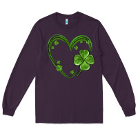 Plum st patricks day shamrock heart Long Sleeve Tee - MaliasSmallBusiness