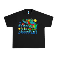 Black it's okay to be different elephant autism awareness Urban Heavy Tee - BarkalooDesign