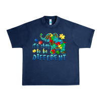 Navy it's okay to be different elephant autism awareness Urban Heavy Tee - BarkalooDesign