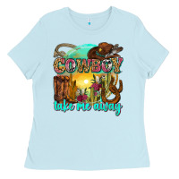 Baby Blue cowboy take me away Ladies Tee - Zillion Design Studio