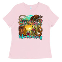 Bubblegum Pink cowboy take me away Ladies Tee - Zillion Design Studio