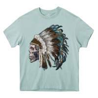 Arona skull with indian headdress Heavy Core Tee - RanaPortraitStore