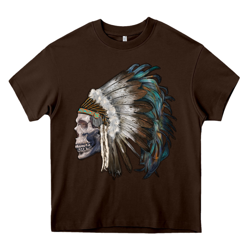 Skull With Indian Headdress Heavy Core Tee by RanaPortraitStore | Teevron
