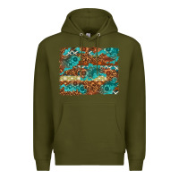 Army Green Leopard and Aztec Background Western Premium Hoodie - texasbilliewilder