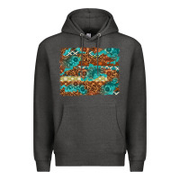 Charcoal Heather Leopard and Aztec Background Western Premium Hoodie - texasbilliewilder