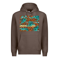 Coffee Leopard and Aztec Background Western Premium Hoodie - texasbilliewilder