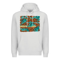 Dove Grey Leopard and Aztec Background Western Premium Hoodie - texasbilliewilder