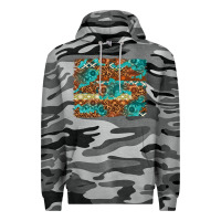 Slate Camo Leopard and Aztec Background Western Premium Hoodie - texasbilliewilder