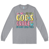 Heather Grey all of god's grace in one tiny face Long Sleeve Tee - MaliasSmallBusiness
