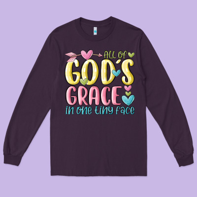 All Of God's Grace In One Tiny Face Long Sleeve Tee Designed By Maliassmallbusiness