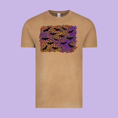 Halloween Leopard Bat Background Vintage Tee Designed By Adodesignshop