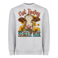 Heather Grey heifer with sunflowers Heavyweight Sweatshirt - LillyAllenDesigns
