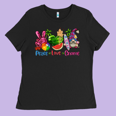 Peace Love Gnome Summer Ladies Tee Designed By Texasbilliewilder