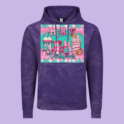 Merry Christmas Pink Coffee Vintage Hoodie Designed By Jasminsmagicworld