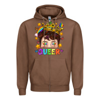 Chestnut LGBTQ+ Queer Portrait With Crown And Rainbow Zipper Hoodie - BundleAndBundleShop