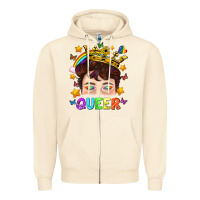 Sandshell LGBTQ+ Queer Portrait With Crown And Rainbow Zipper Hoodie - BundleAndBundleShop