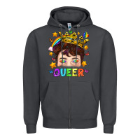 Smoke LGBTQ+ Queer Portrait With Crown And Rainbow Zipper Hoodie - BundleAndBundleShop