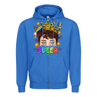 True Royal LGBTQ+ Queer Portrait With Crown And Rainbow Zipper Hoodie - BundleAndBundleShop
