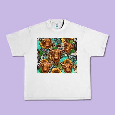 Long Haired Shaggy Cow Western Urban Heavy Tee Designed By Jasminsmagicworld