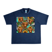 Navy long haired shaggy cow western Urban Heavy Tee - Jasminsmagicworld