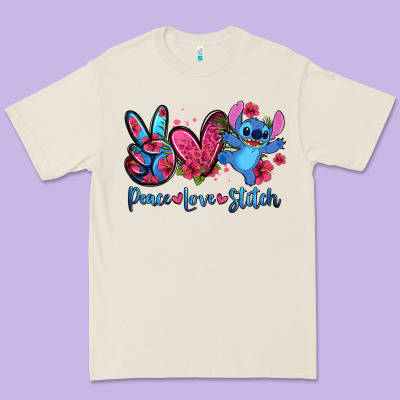Peace Love Stitch Premium Tee Designed By Zillion Design Studio