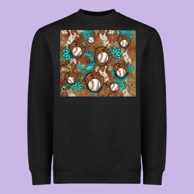 Baseball Turquoise Gemstones Western Patterns Heavyweight Sweatshirt Designed By Barkaloodesign