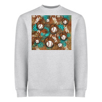 Heather Grey baseball turquoise gemstones western patterns Heavyweight Sweatshirt - BarkalooDesign