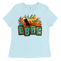 Baby Blue wild and free cowgirl horse desert Ladies Tee - Zillion Design Studio