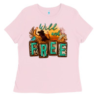 Bubblegum Pink wild and free cowgirl horse desert Ladies Tee - Zillion Design Studio