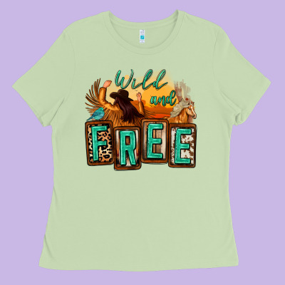 Wild And Free Cowgirl Horse Desert Ladies Tee Designed By Zillion Design Studio