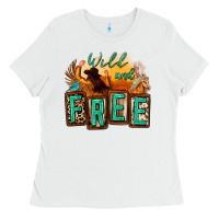 White wild and free cowgirl horse desert Ladies Tee - Zillion Design Studio