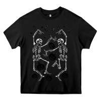 Black halloween dancing skeletons Heavy Core Tee - BarkalooDesign