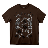 Chocolate Brown halloween dancing skeletons Heavy Core Tee - BarkalooDesign